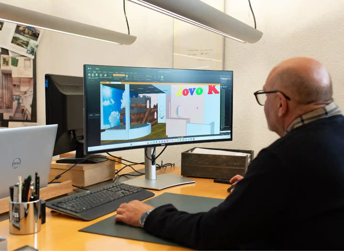 Büro, Bildschirm, Mitarbeiter Miller-Ladenbau, 3d Konstruktion